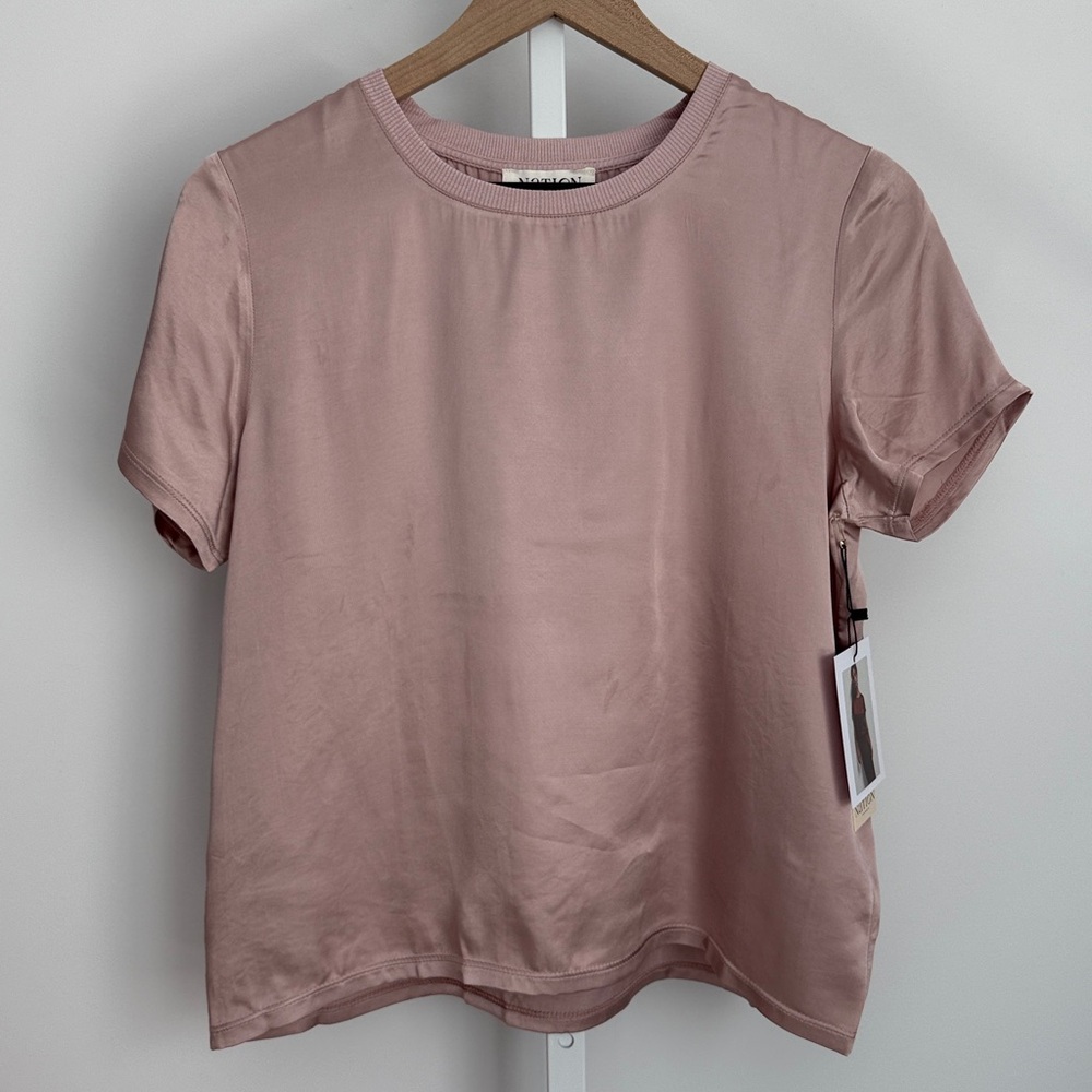 NATION LTD Marie boxy crop short sleeve shirt whisper small
